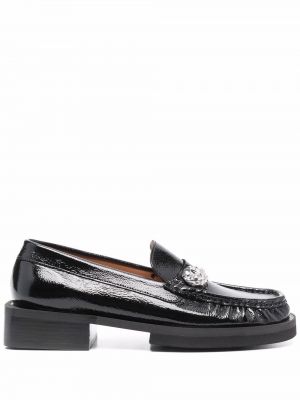 Skinn loafers Ganni svart