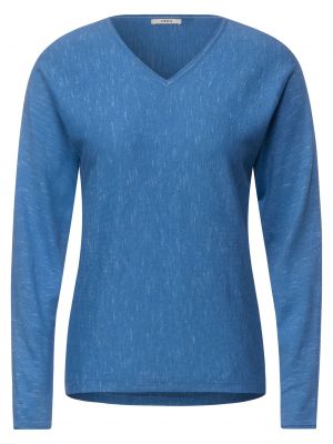 Jednofarebný bavlnený priliehavý sveter Cecil - modrá