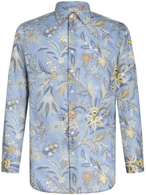 Bavlnená košeľa s potlačou s paisley vzorom Etro modrá