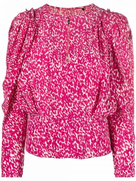 Blusa de seda con volantes Isabel Marant rosa