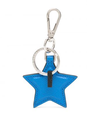 Kožený přívěsek s hvězdami Smythson modrý