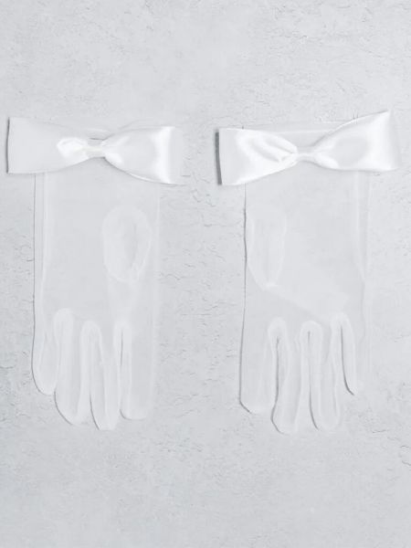 Свадебные перчатки с бантом Vila белые