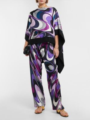 Bluză de lână de mătase cu imagine Pucci violet