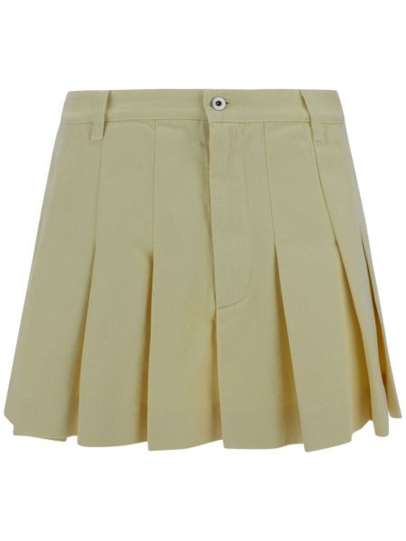 Jupe courte en coton plissé Bottega Veneta beige