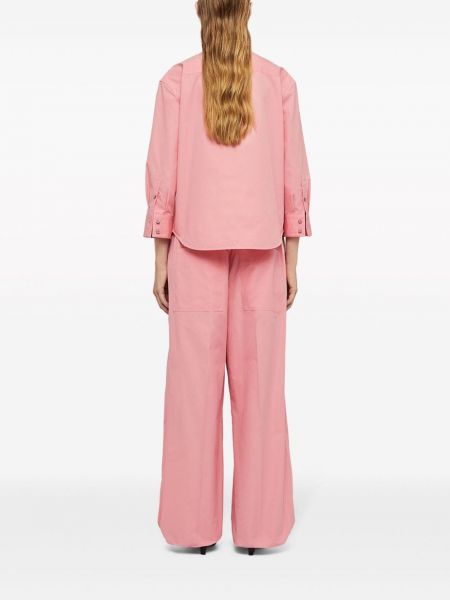 Bavlněné kalhoty relaxed fit Jil Sander růžové