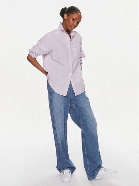 Джинсовая рубашка Tommy Jeans фиолетовая
