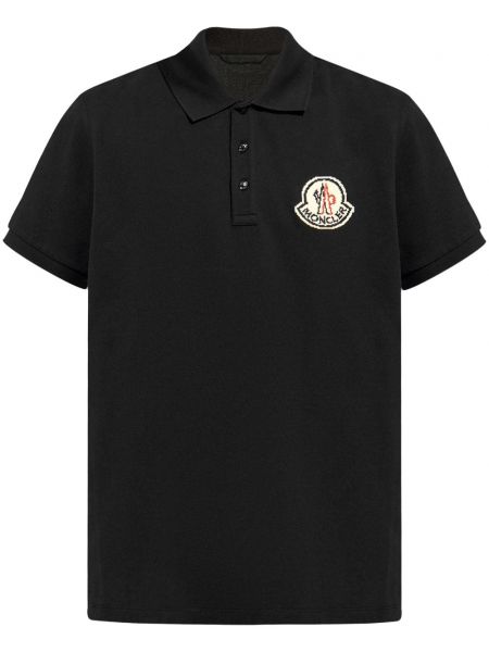 Işlemeli polo yaka tişört Moncler siyah