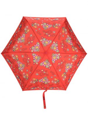 Dežnik s cvetličnim vzorcem s potiskom Moschino rdeča