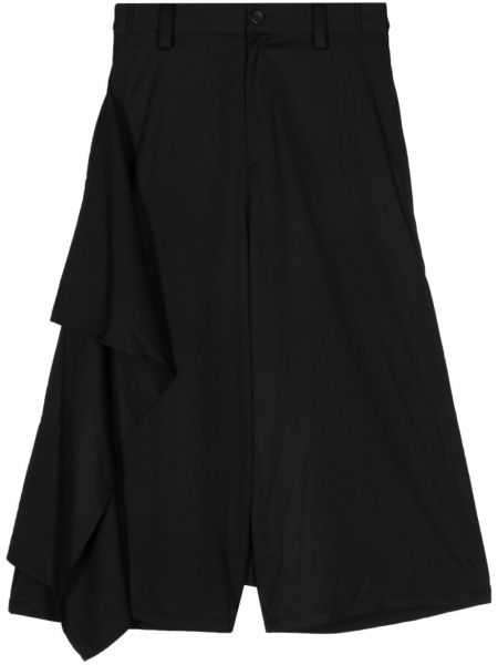 Vunene hlače s draperijom Yohji Yamamoto crna