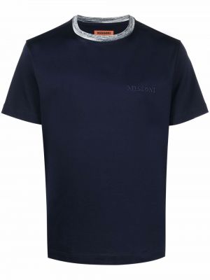 Памучна тениска бродирана Missoni синьо