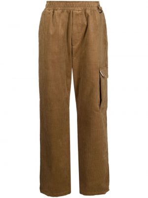 Ravne hlače iz rebrastega žameta Family First rjava