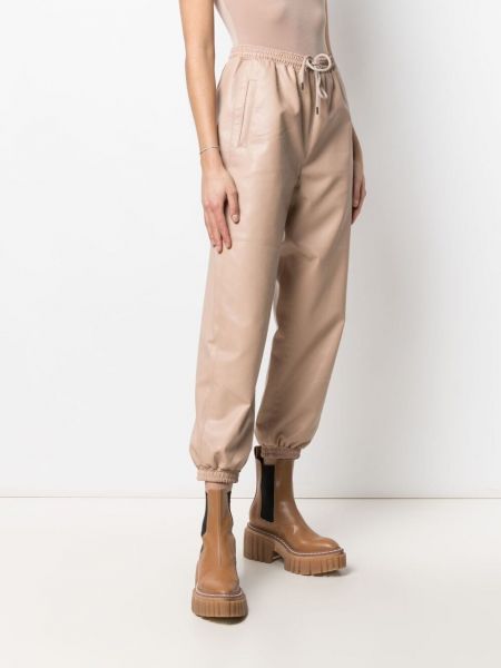 Kožené sportovní kalhoty z imitace kůže Stella Mccartney růžové