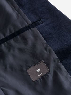 Вельветовый пиджак слим H&m синий