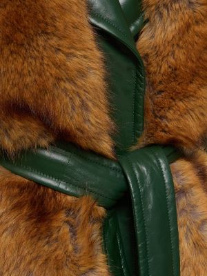 Kožni trench kaput s krznom Burberry zelena