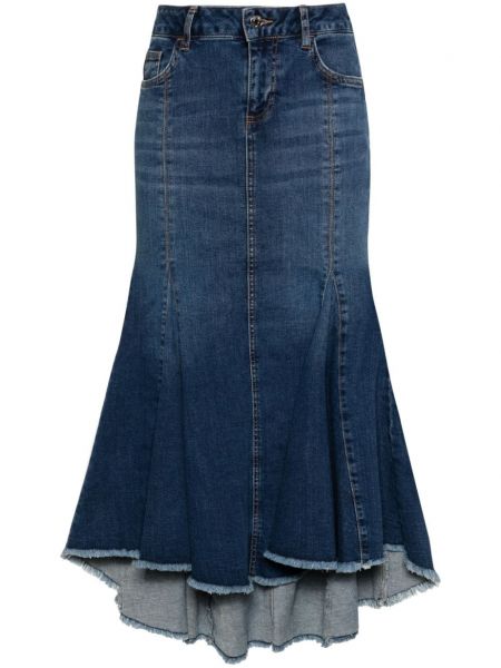 Plisovaná džínsová sukňa Liu Jo modrá