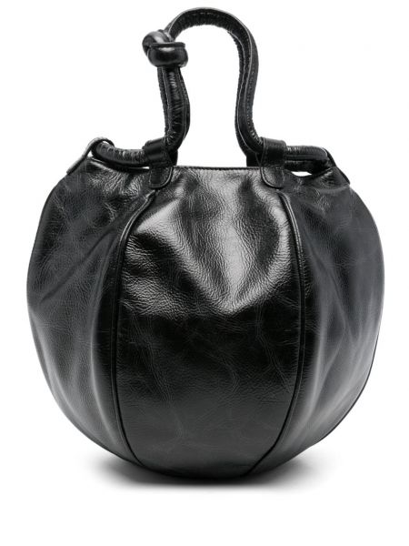 Δερμάτινη τσάντα shopper με φθαρμένο εφέ Hereu μαύρο