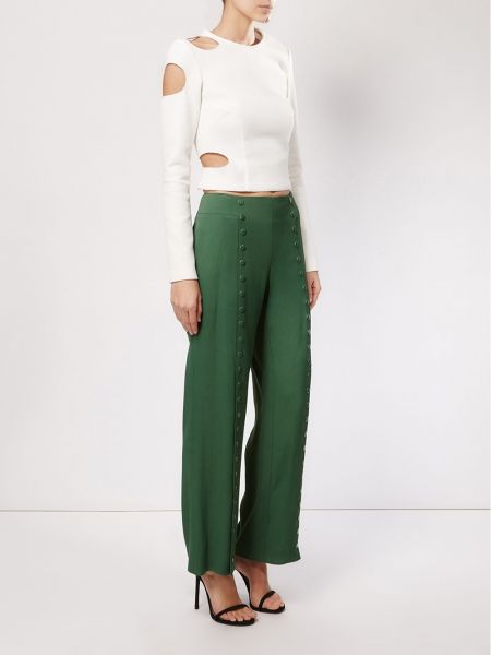 Rovné kalhoty relaxed fit se cvočky Rosie Assoulin zelené
