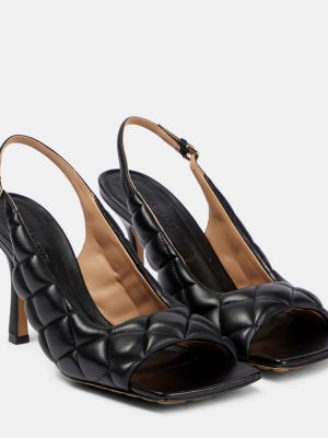 Slingback dabīgās ādas sandales Bottega Veneta melns