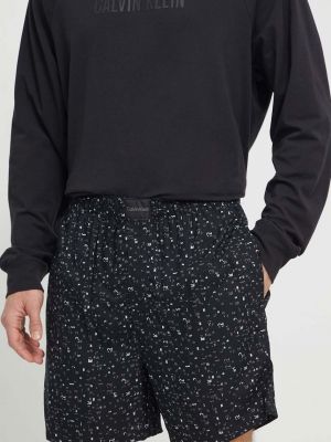 Pidžama s printom Calvin Klein Underwear crna