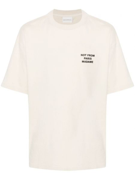 T-shirt avec imprimé slogan en coton à imprimé Drôle De Monsieur beige