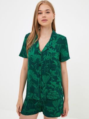 Pyžamo s potlačou so zvieracím vzorom Trendyol zelená