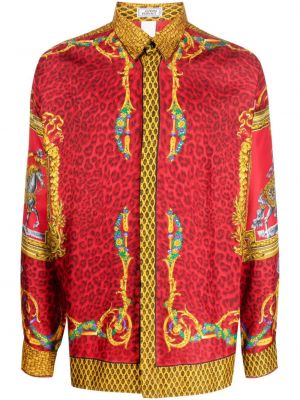 Svilena košulja s printom Versace Pre-owned crvena