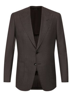 Шелковый шерстяной пиджак Tom Ford коричневый