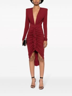 Drapiruotas asimetriškas džersis midi suknele Alexandre Vauthier raudona