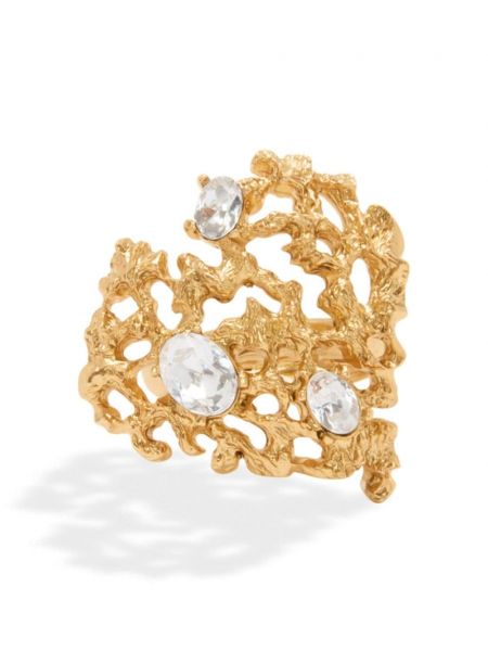 Herzmuster ring mit kristallen Oscar De La Renta gold