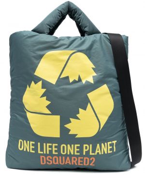 Nákupná taška s potlačou Dsquared2 zelená