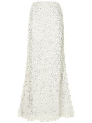 Flitrovaná dlhá sukňa s korálky Self-portrait biela
