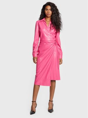 Φόρεμα σε στυλ πουκάμισο από δερματίνη Msgm ροζ