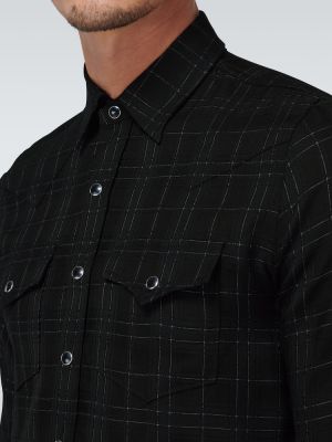 Kockovaná košeľa Saint Laurent čierna