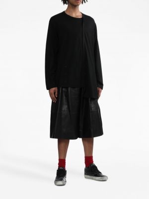 Vlněné tričko s knoflíky Yohji Yamamoto černé