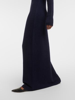 Kašmírové hodvábne dlouhé šaty Gabriela Hearst modrá
