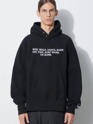 Pamučna hoodie s kapuljačom Engineered Garments crna