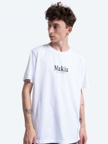 Koszulka bawełniana z nadrukiem Makia biała