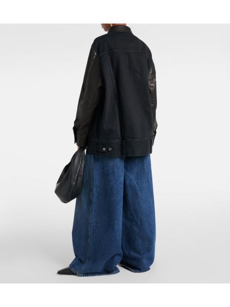 Kožená džínsová bunda Khaite čierna