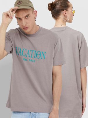 Koszulka bawełniana On Vacation beżowa