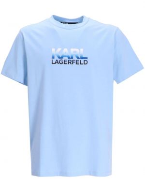Koszulka bawełniana z nadrukiem Karl Lagerfeld niebieska