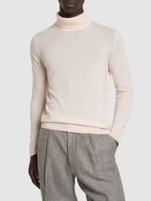 Kašmira džemperis ar augstu apkakli Loro Piana rozā