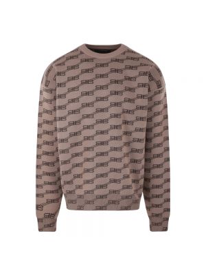 Sweter oversize żakardowy Balenciaga brązowy
