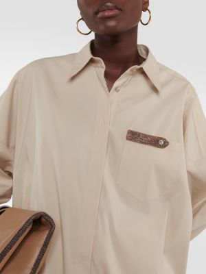 Bavlněná košile Brunello Cucinelli béžová