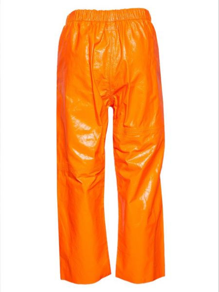 Spodnie skórzane Mm6 Maison Margiela pomarańczowe