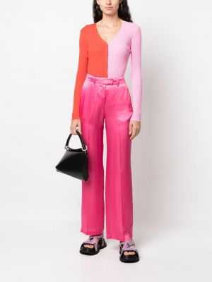 Satynowe proste spodnie Semicouture różowe