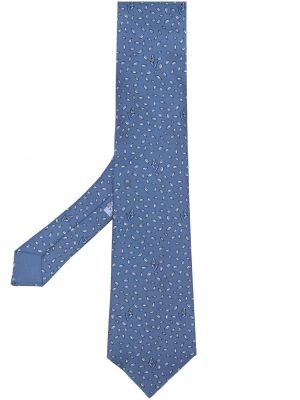 Копринена вратовръзка с принт Hermès Pre-owned синьо