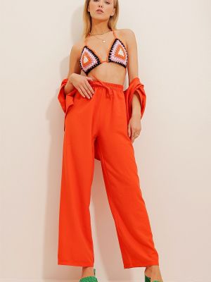 Spodnie Trend Alaçatı Stili pomarańczowe