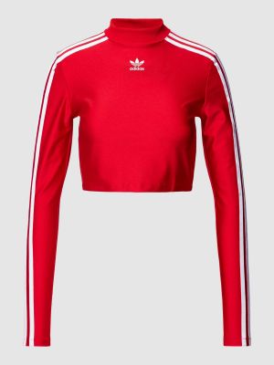 Czerwona bluzka w paski z długim rękawem Adidas Originals