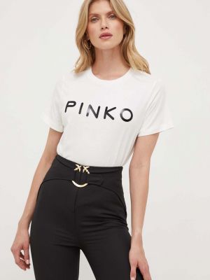 Koszulka bawełniana Pinko beżowa