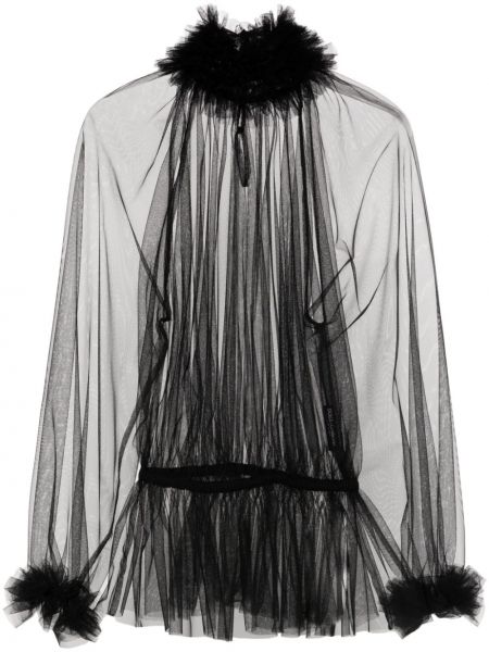 Prozirna bluza s volanima Dolce & Gabbana crna